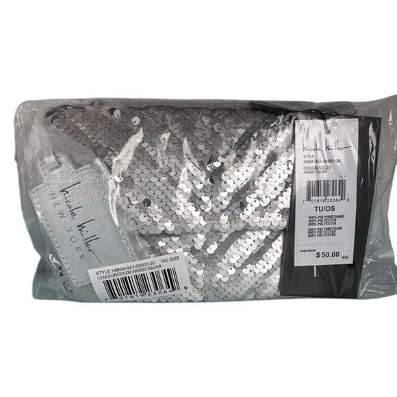 NICOLE MILLER Silver Sequin Crossbody Bag New with Tag MSRP $50 - Picture 6 of 11